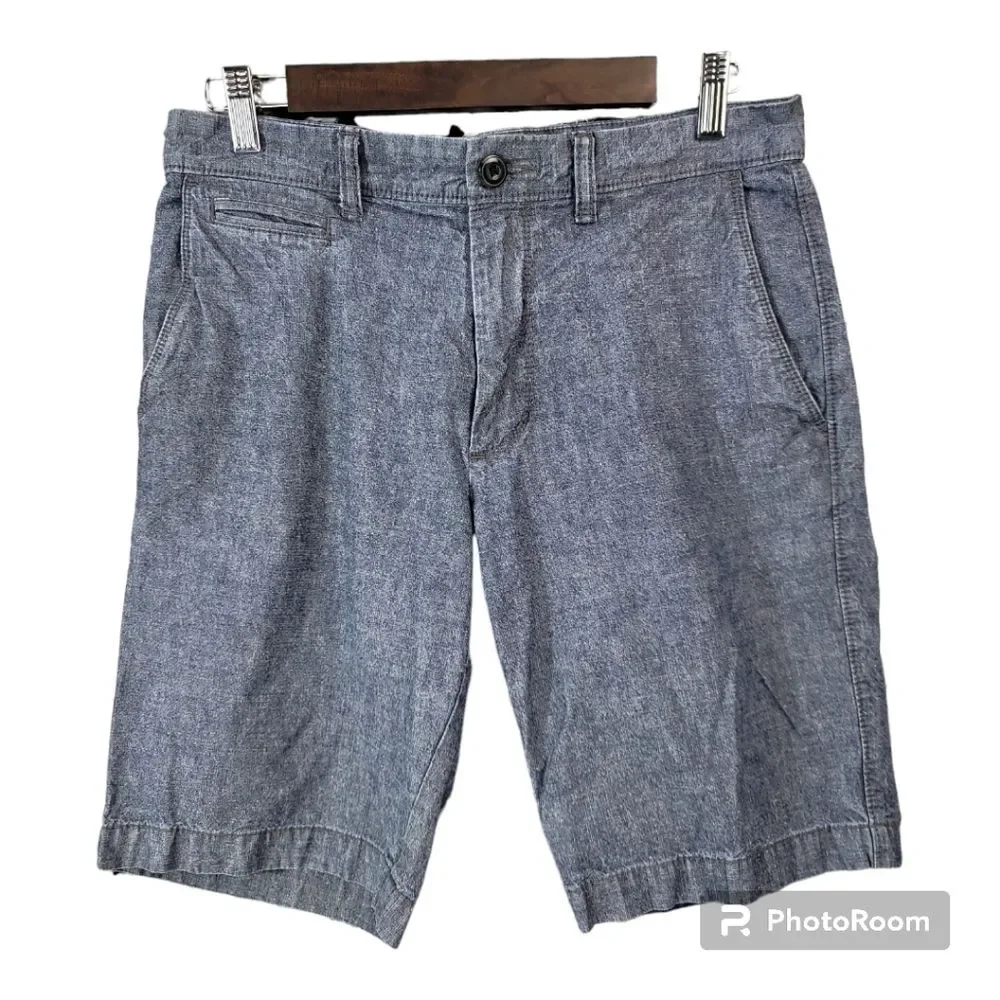 Old Navy Blue Cotton Twill Flat Front Shorts with Pockets Mens Size 30